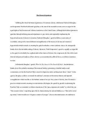 The Slavery Experience