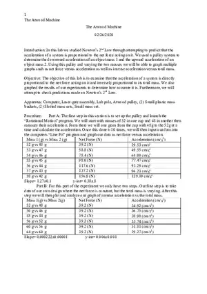 The Atwood Machine Lab Report
