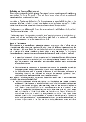 Definition and Concept of Environment