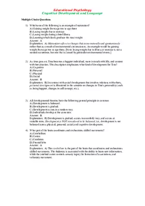 Cognitive Development and Language Multiple Choice