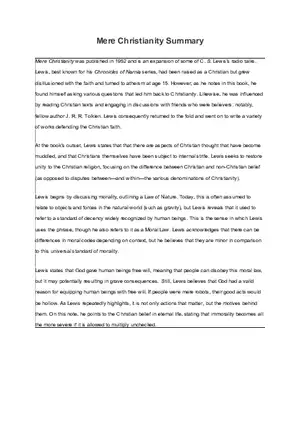 Mere Christianity Summary