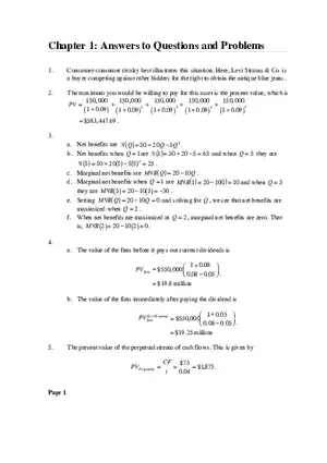Managerial Economics Chapter 1 Answers to Questions and Problems