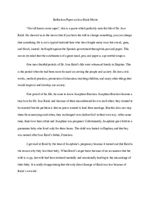 Reflection Paper on Jose Rizal Movie