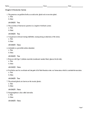 Chapter 11 Endocrine System Answers