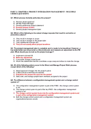 Chapter 4 Project Integration Management Multiple Сhoice Questions
