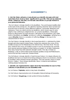 Llist Three Cultures or Subcultures You Identify