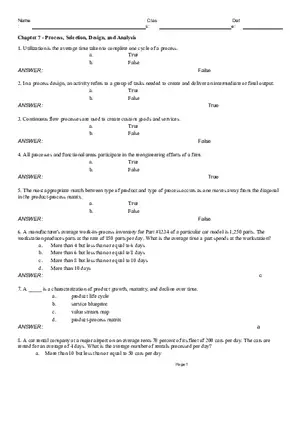 Chapter 7 - Process, Selection, Design, and Analysis
