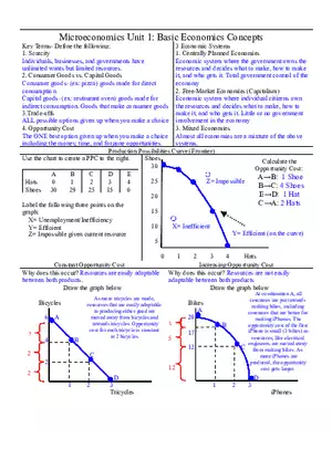 Microeconomics Unit 1 Basic Economics Concepts
