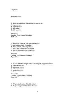 Cardio Chapter 14 Multiple Choice 1
