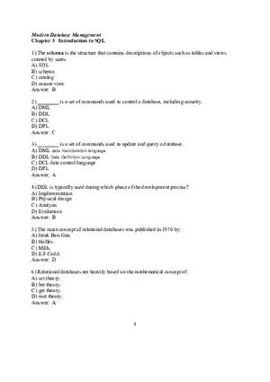 Chapter 5 Introduction to SQL Multiple Choice