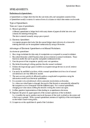 Spreadsheet Basics