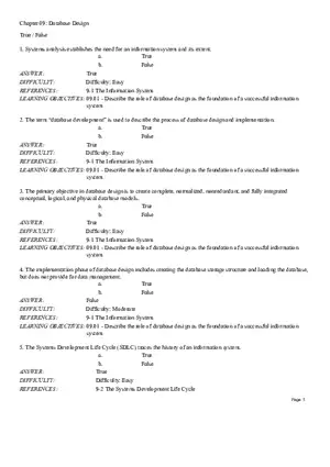 Chapter 09 Database Design True False