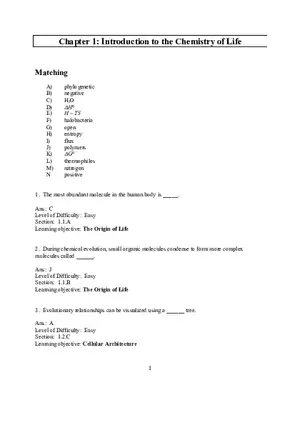 Chapter 1 Introduction to the Chemistry of Life  Matching