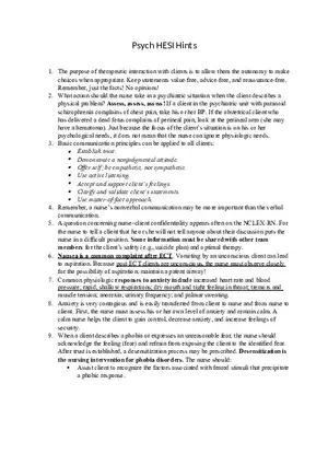 Psych HESI Hints