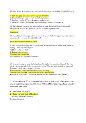 A Nurse is Caring for a Client Who is Experiencing Acute Alcohol with Drawal