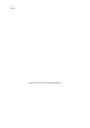 Organizational Systems and Quality Leadership Task 3