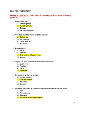 Medical Terminology Chapter 8 Assignment