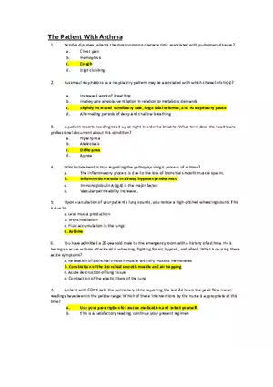 Med Surg Exam The Patient With Asthma