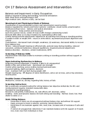 Chapter 17 Balance Assessment and Intervention