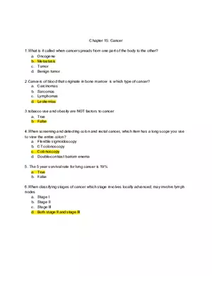 Chapter 15 Cancer Questions