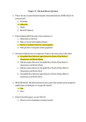Chapter 13 Infectious Disease Questions