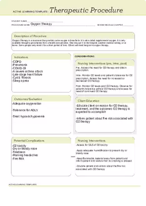 Oxygen Therapy - Therapeutic Procedure