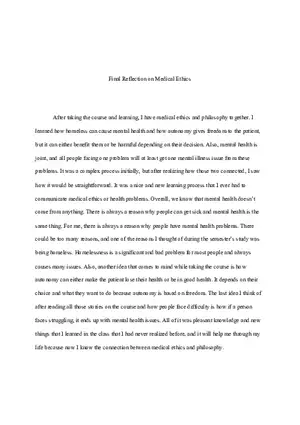Final Reflection on Medical Ethics