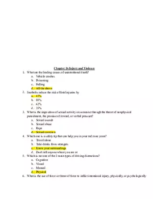 Chapter 16 Injury and Violence Questions