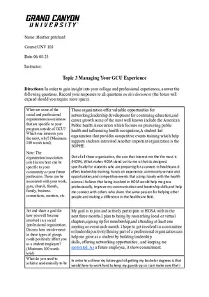 Topic 3 Managing Your GCU Experience