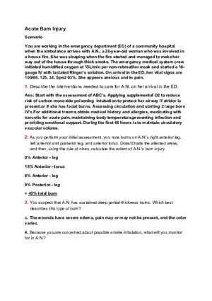 Acute Burn Injury Scenario