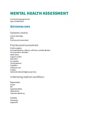 Mental Health Assessment