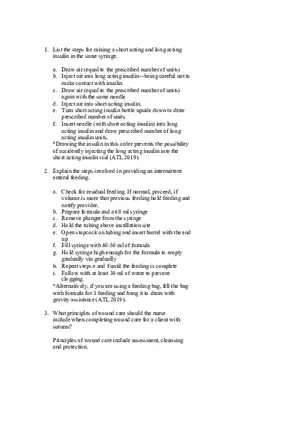 List the Steps for Mixing a Short Acting and Long Acting Insulin in the Same Syringe