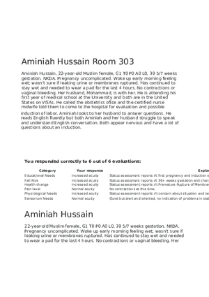 Maternal Newborn Scenarios Aminiah Hussain