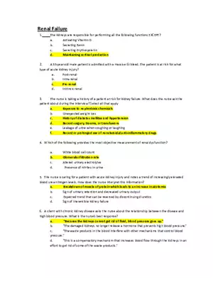 Med Surg Exam Renal Failure
