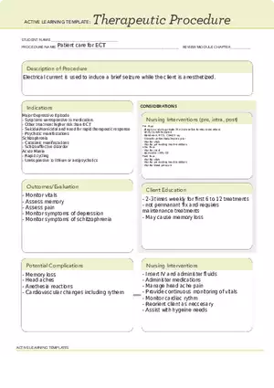 Patient Care for ECT
