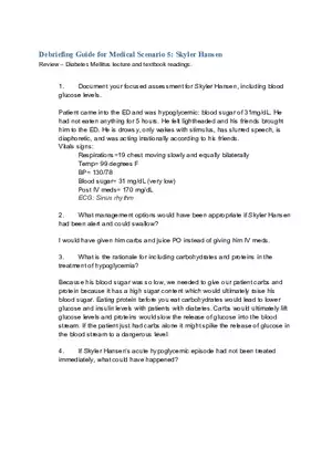 Debriefing Guide for Medical Scenario 5 Skyler Hansen