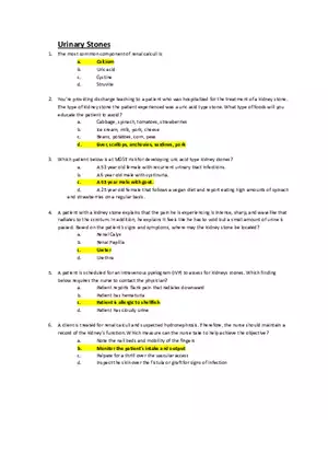 Med Surg Exam Urinary Stones