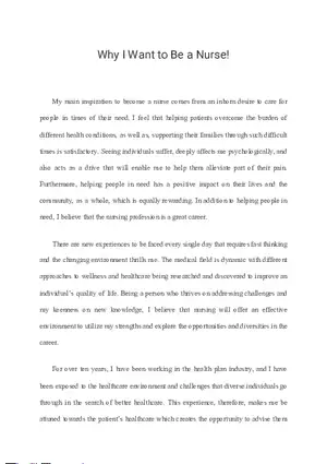 Why I Want to Be a Nurse