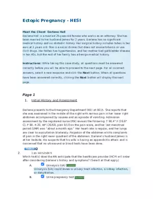 Ectopic Pregnancy HESI Case Study