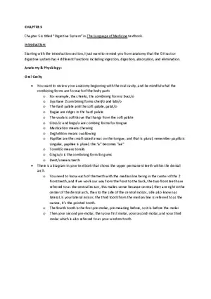 Chapter 5 Digestive System Notes