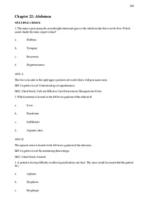 Chapter 22 Abdomen Multiple Choice