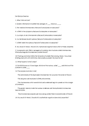 Cell Division Exercise