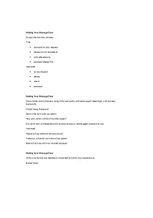 Making Your Message Clear Lecture Notes