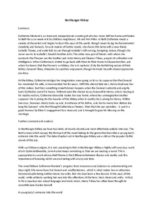 Northanger Abbey - Summary
