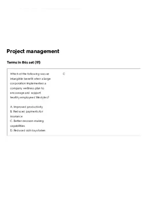 Project Management 91 Quiz Answer Key 1