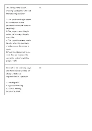 Project Management 91 Quiz Answer Key 4
