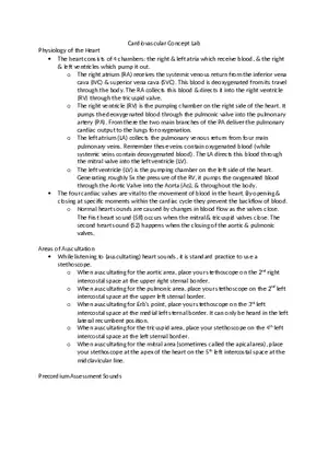 Cardiovascular Concept Lab Notes