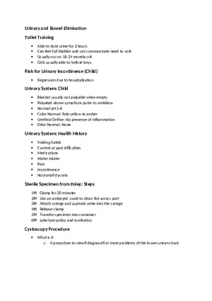 Urinary and Bowel Elimination Study Guide