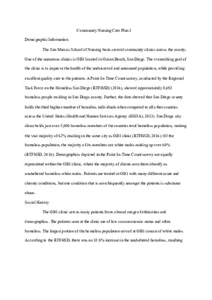 Community Nursing Careplan - Population Based Change Care Plan