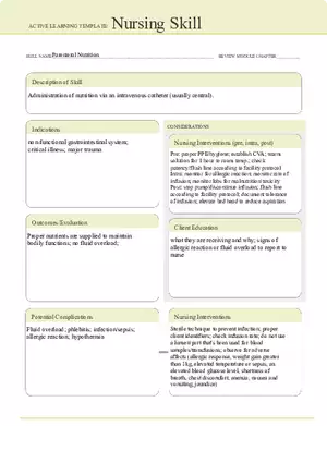 Parenteral Nutrition Template